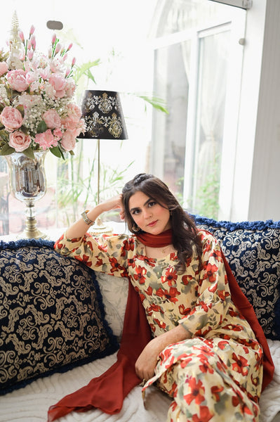 Petal - Printed Farshi Shalwar Suit