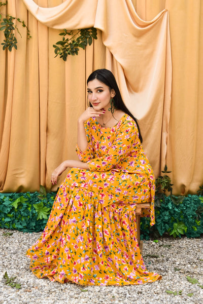 Zard 2Pc, Printed Gharara Set