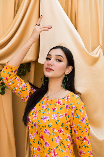 Zard 2Pc, Printed Gharara Set