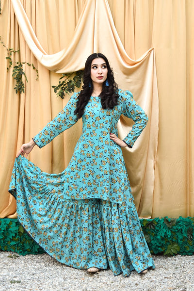 Sahil 2Pc, Printed Gharara Set