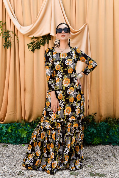 Ramsha 2Pc, Printed Gharara Set