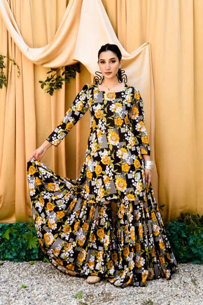 Ramsha 2Pc, Printed Gharara Set