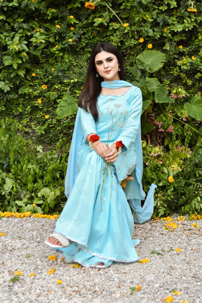 Barfi, Embroidered Gharara Set