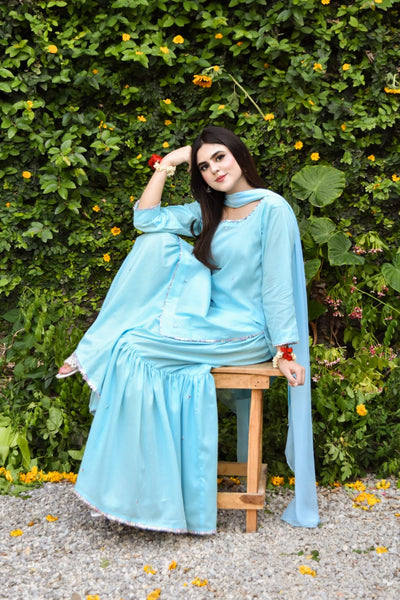 Barfi, Embroidered Gharara Set