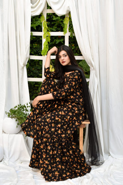 Rose, Printed Gharara Set