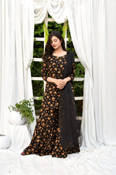 Rose, Printed Gharara Set
