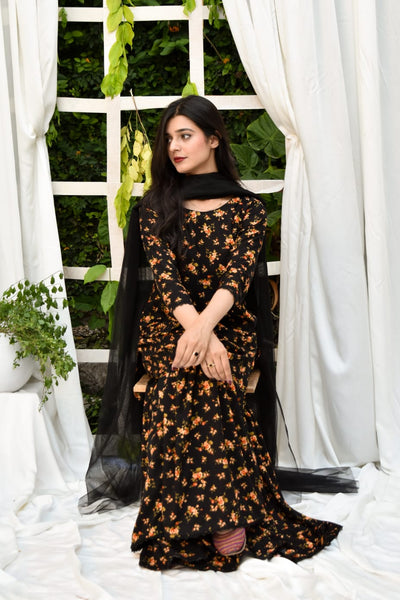 Rose, Printed Gharara Set