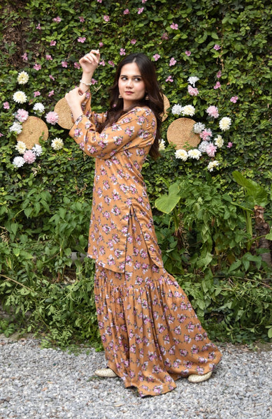 Dawn 2Pc, Printed Gharara Set