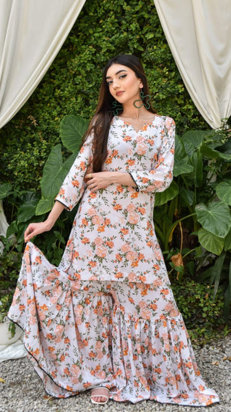 Aubrey 2Pc, Printed Gharara Set