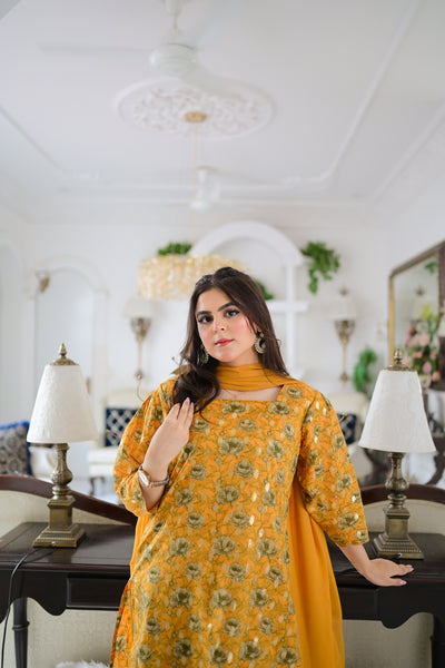 Dior - Printed Farshi Shalwar Suit