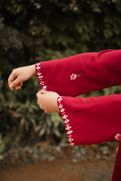 Qirmizi - Embroidered Formal Dress