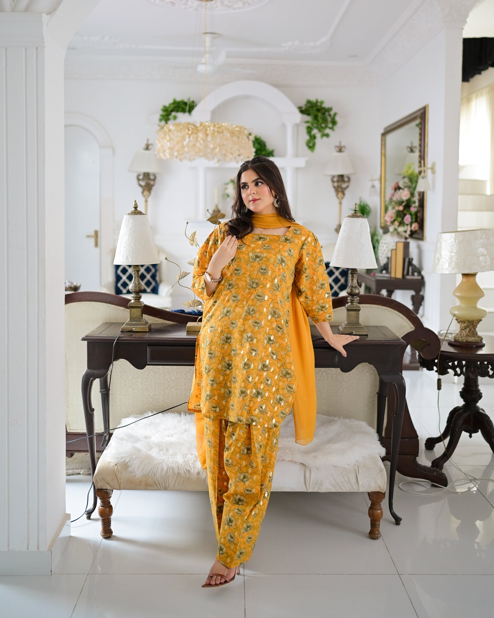 Dior - Printed Farshi Shalwar Suit