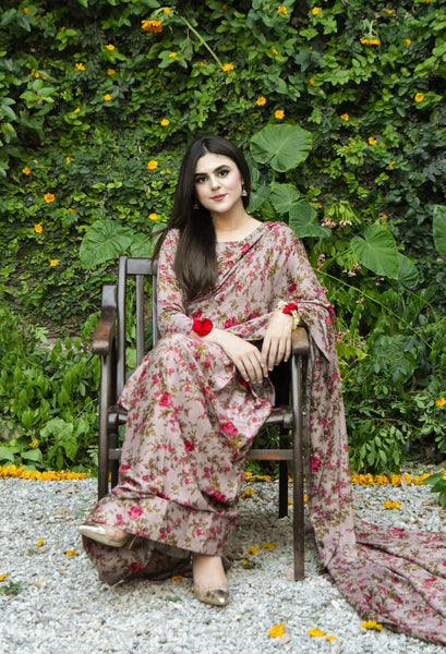 Mehrunissa 3Pc, Printed Saari