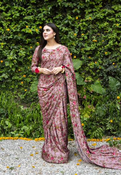 Mehrunissa 3Pc, Printed Saari