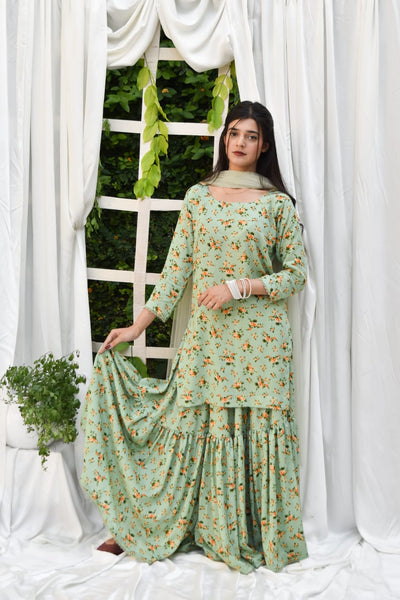 Mina, Printed Gharara Set