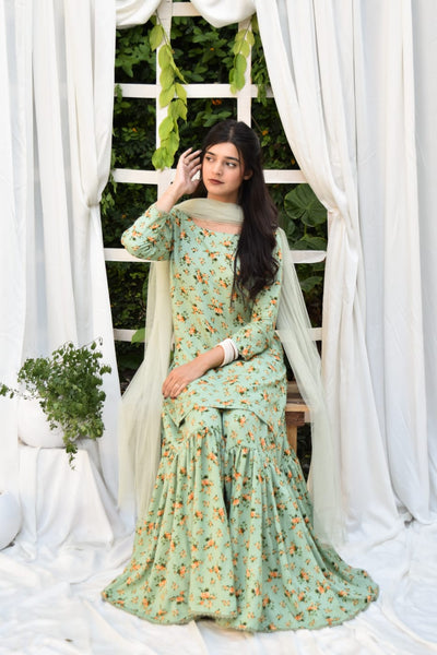 Mina, Printed Gharara Set