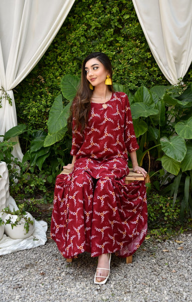 Shazmina 2Pc, Printed Gharara Set