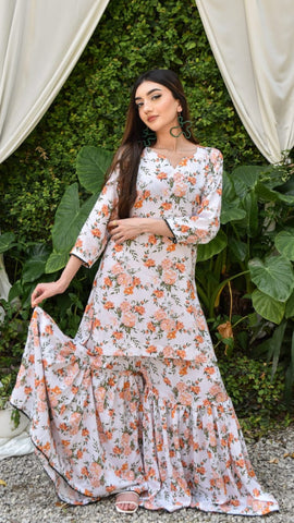 Aubrey 2Pc, Printed Gharara Set