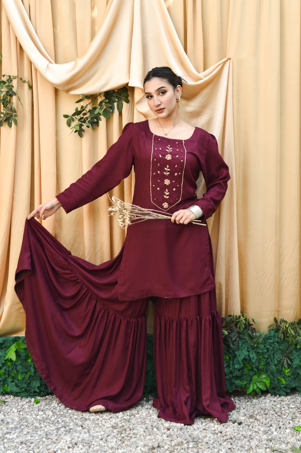 Nayab 2Pc, Embroidered Gharara Set